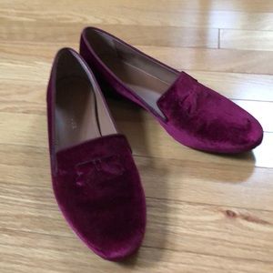 Burgundy Velvet Flats by Neeley and Chloe.